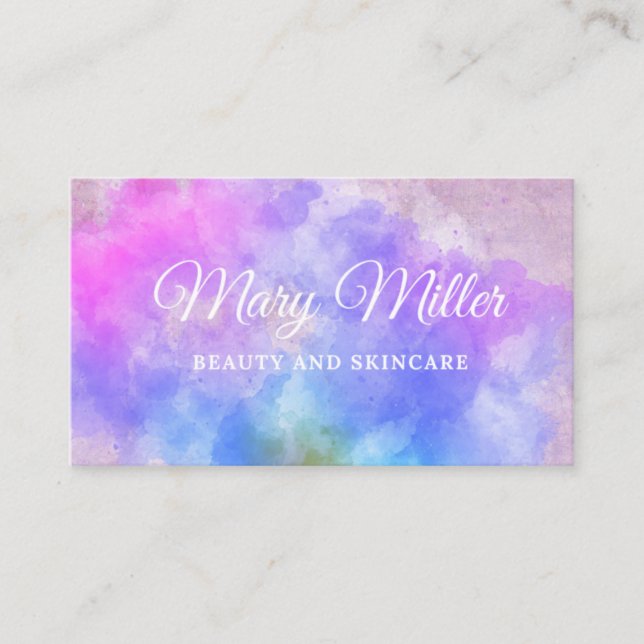 colorful watercolor cloud business card (Front)