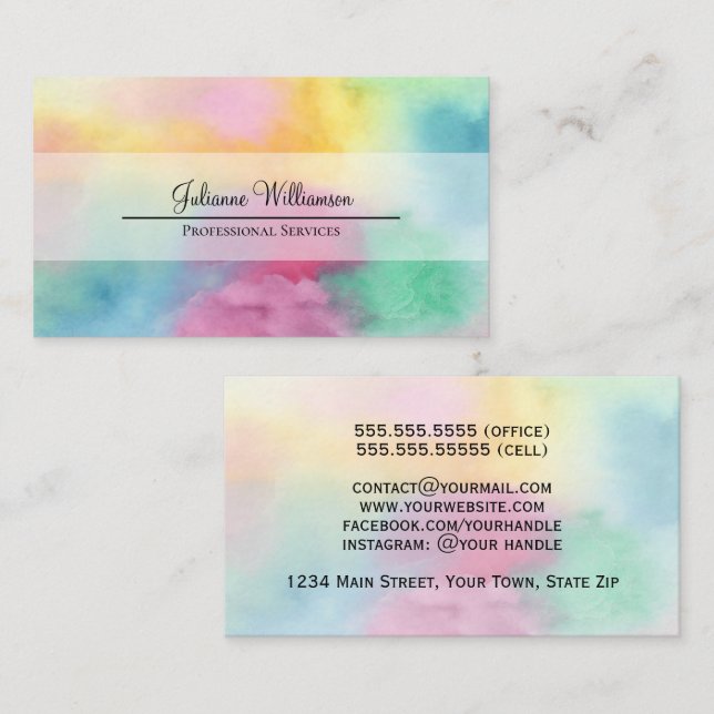Colorful Watercolor Clouds Pretty Business Card (Front/Back)