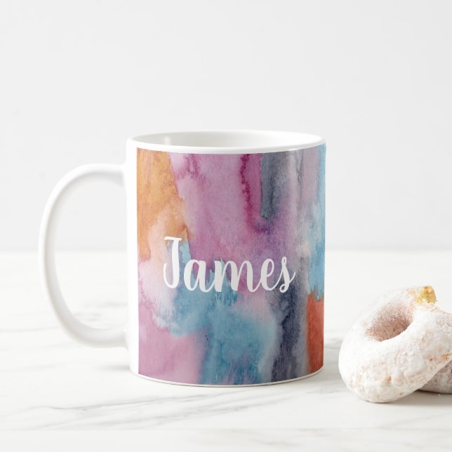 Colorful Watercolor Coffee Mug (With Donut)