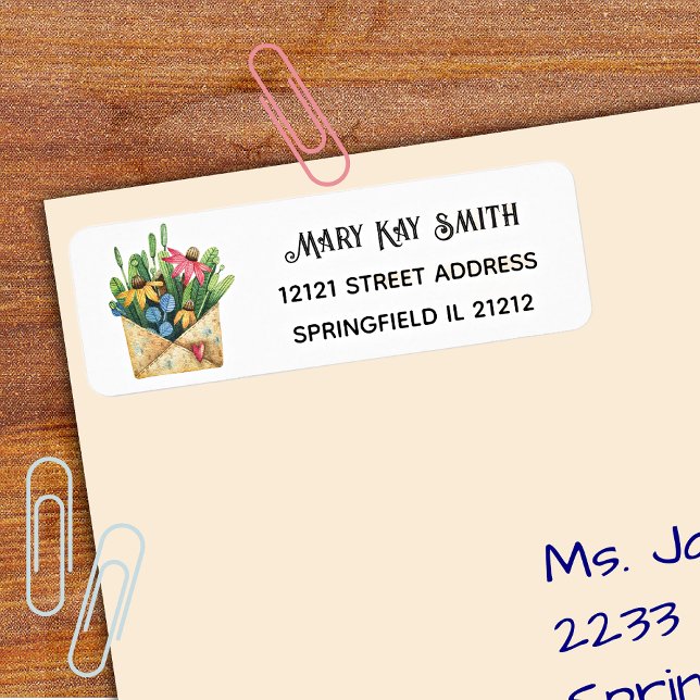 Colorful Watercolor Coneflowers, Address Label (Creator Uploaded)