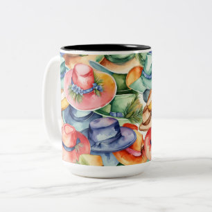 Colorful Watercolor Cowboy Hats Western Style Art Two-Tone Coffee Mug