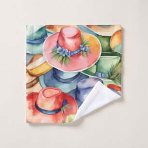 Colorful Watercolor Cowboy Hats  Western Style Art Wash Cloth