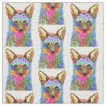 Colorful Watercolor Coyote Fabric