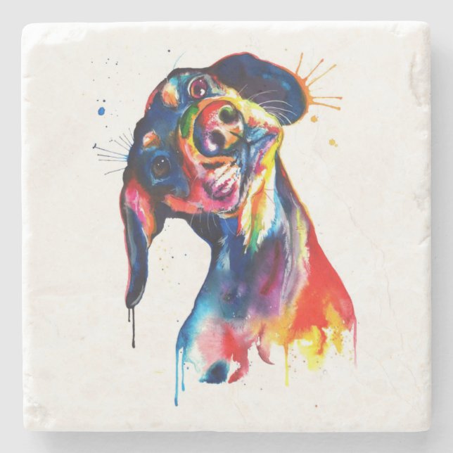 Colorful Watercolor Dachshund  Coaster (Front)