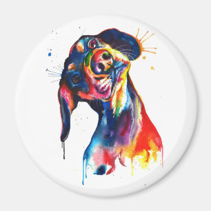 Colorful Watercolor Dachshund Magnet