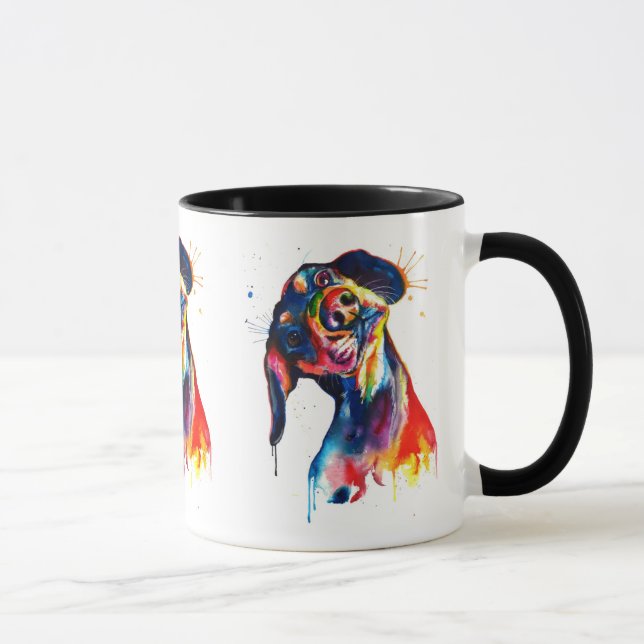 Colorful Watercolor Dachshund Mug (Right)