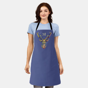 Colorful Watercolor Deer Head Art Apron