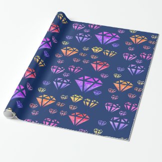 Colorful Watercolor Diamonds Patter Wrapping Paper