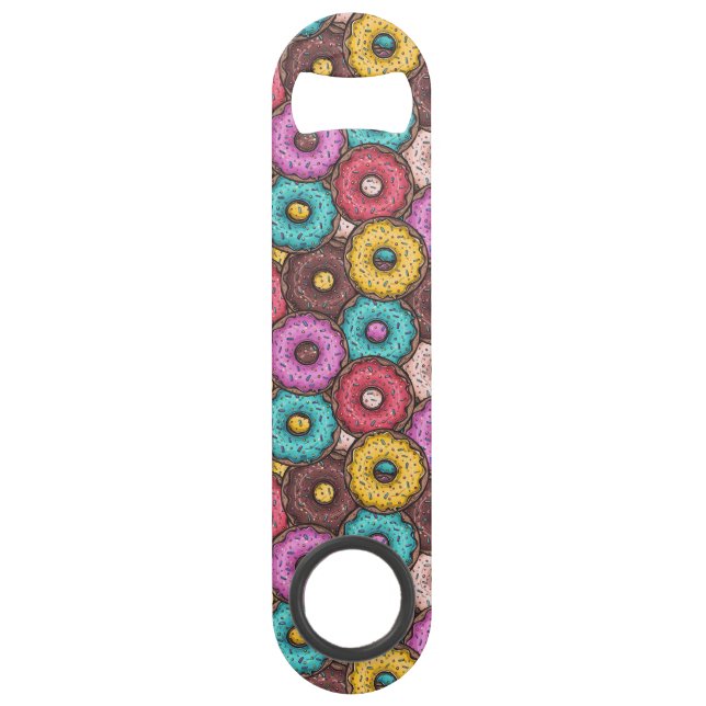 Colorful Watercolor Donuts with Sprinkles Pattern Bar Key (Front)