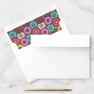 Colorful Watercolor Donuts with Sprinkles Pattern Envelope Liner