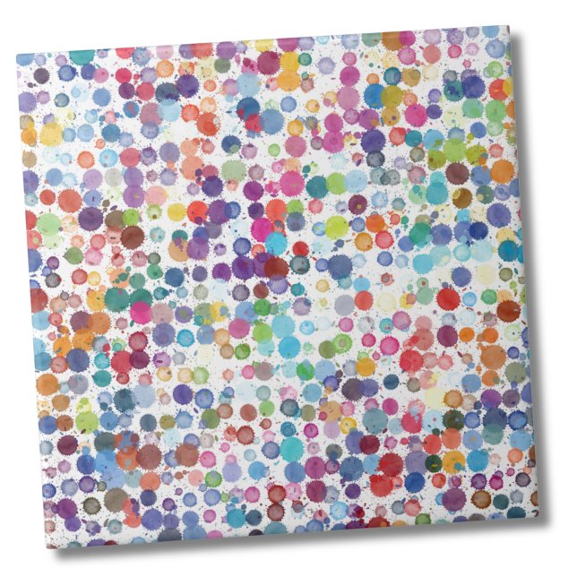 Colorful Watercolor Dot Pattern Tile (Fun Colorful Watercolor Rainbow Polka Dot Tile)