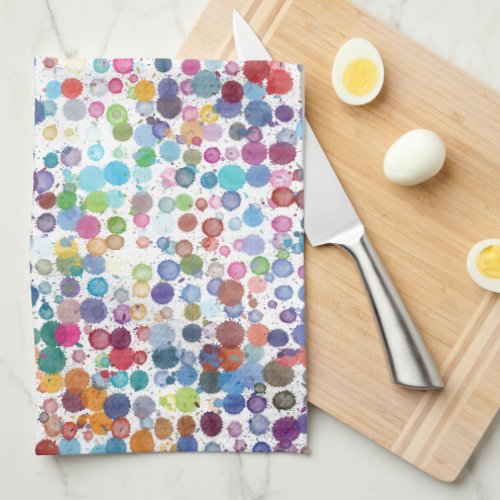 Colorful Watercolor Dot Pattern Towel