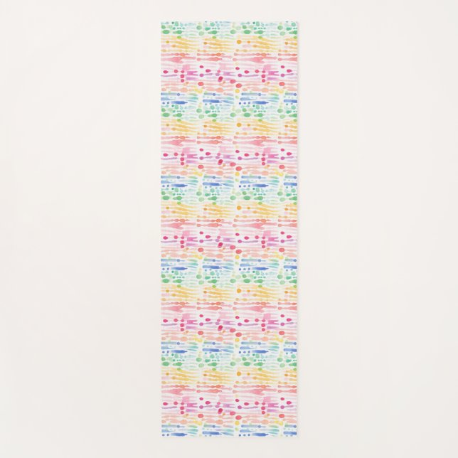 Colorful Watercolor Drip Seamless Pattern Yoga Mat (Front)