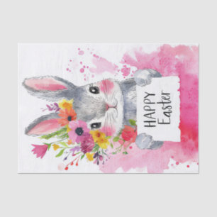 Colorful watercolor Easter Bunny and Flowers Tissue Paper