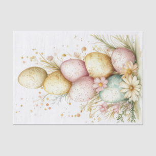Colorful watercolor Easter Eggs and Flowers Tissue Paper