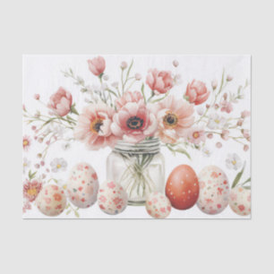 Colorful watercolor Easter Eggs and Flowers Tissue Paper