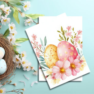 Colorful watercolor Easter Eggs and Flowers Tissue Paper