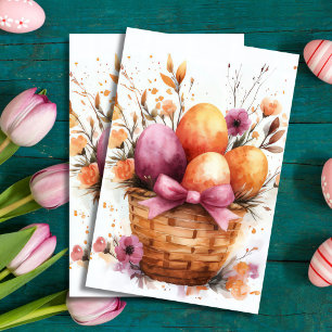 Colorful watercolor Easter Eggs and Flowers Tissue Paper