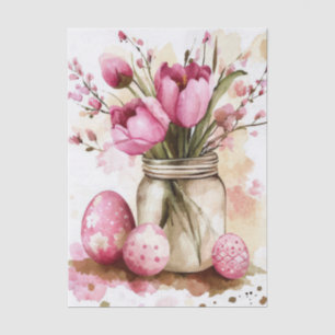 Colorful watercolor Easter Eggs and Flowers Tissue Paper