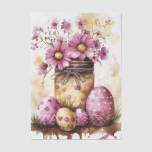 Colorful watercolor Easter Eggs and Flowers Tissue Paper