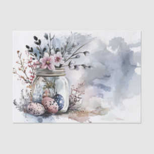 Colorful watercolor Easter Eggs and Flowers Tissue Paper