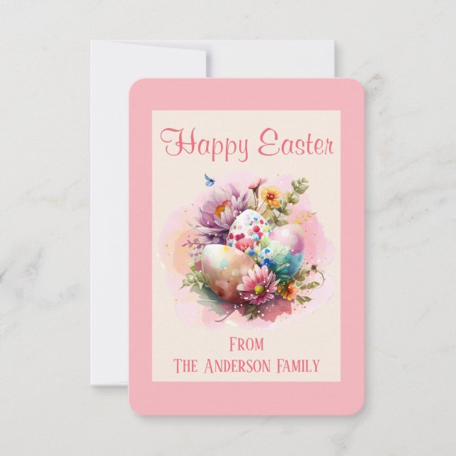 Colorful Watercolor Easter Eggs Easter Card (Front)