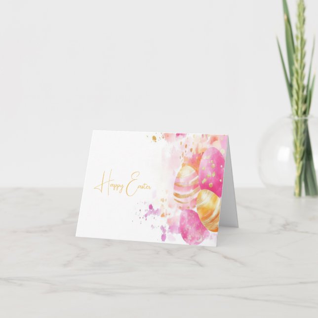 Colorful Watercolor Easter Eggs Holiday Card (Front)