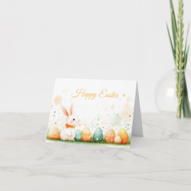 Colorful Watercolor Easter Eggs Holiday Card (Front)