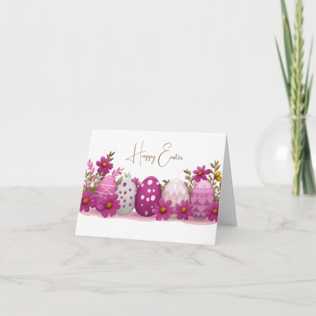 Colorful Watercolor Easter Eggs Holiday Card (Front)