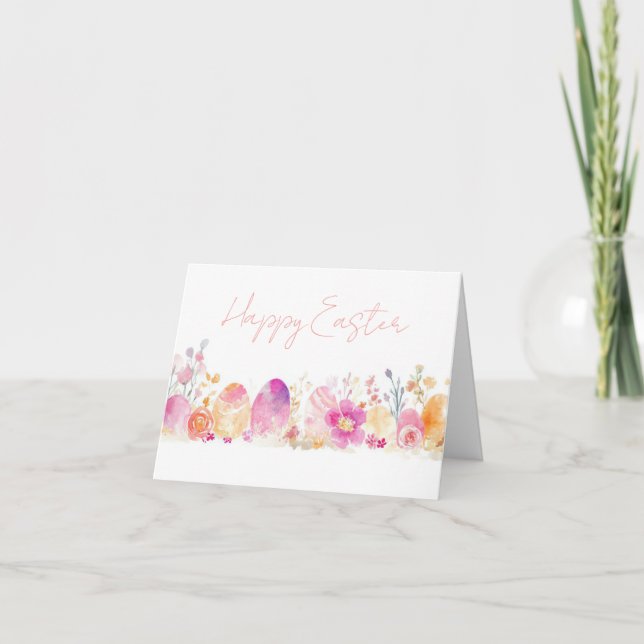 Colorful Watercolor Easter Eggs Holiday Card (Front)