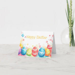 Colorful Watercolor Easter Eggs Holiday Card