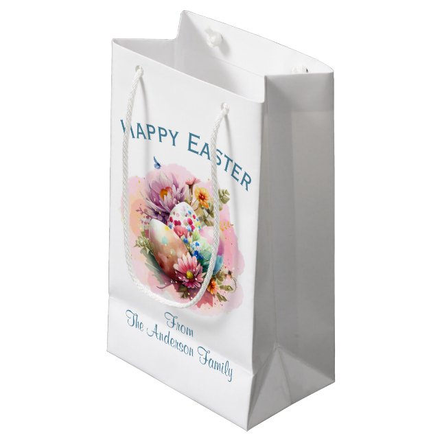 Colorful Watercolor Easter Eggs  Small Gift Bag (Front Angled)