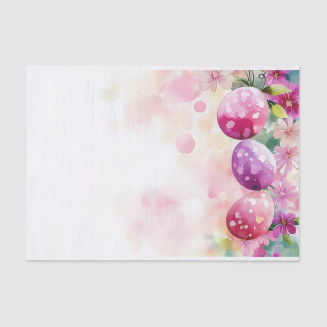 Colorful watercolor Easter Eggs Tissue Paper (Front)