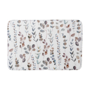Colorful Watercolor Eucalyptus Leaves  Bath Mat