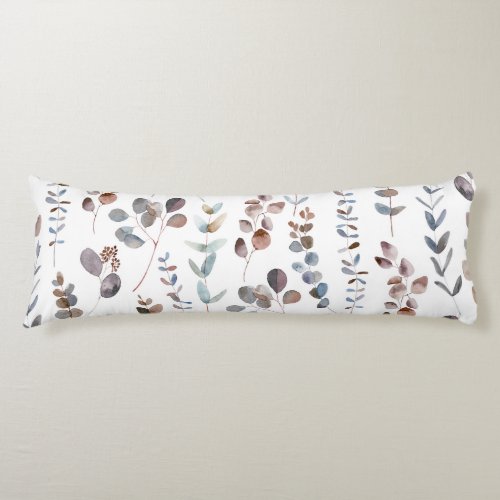 Colorful Watercolor  Eucalyptus Leaves Pattern  Body Pillow