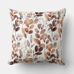 Colorful Watercolor Eucalyptus Leaves Rustic Boho Throw Pillow