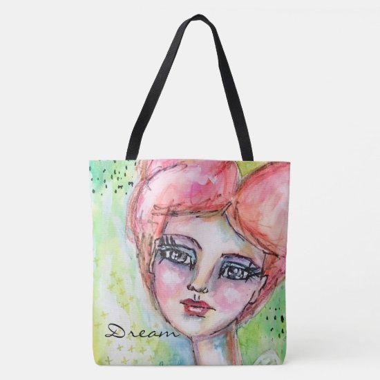 Colorful Watercolor Fairy Cute Girly Whimsical Art Tote Bag