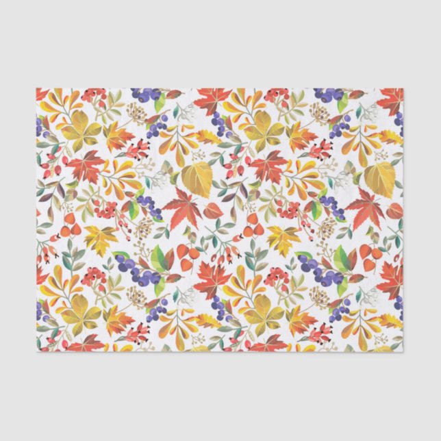 Colorful Watercolor Fall / Autumn Foliage Tissue Paper (Front)