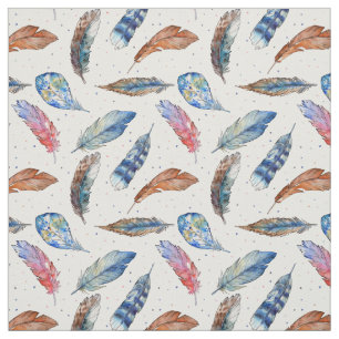 Colorful Watercolor Feather Pattern - Cute Modern Fabric