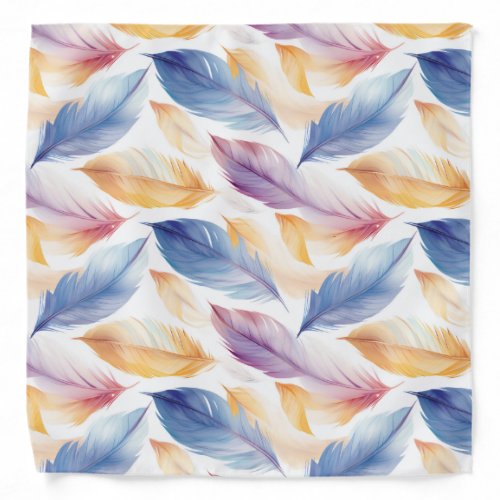 Colorful Watercolor Feathers Bandana