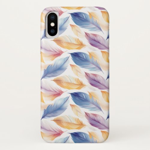 Colorful Watercolor Feathers iPhone X Case