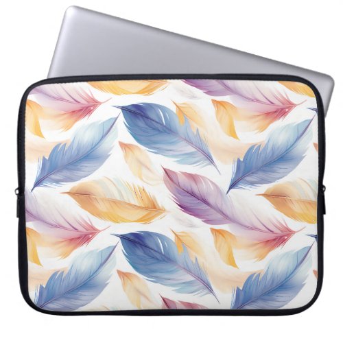 Colorful Watercolor Feathers Laptop Sleeve