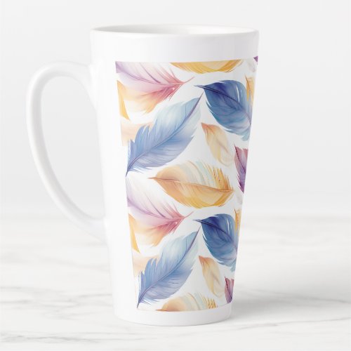 Colorful Watercolor Feathers Latte Mug