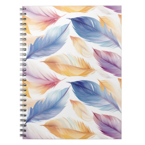 Colorful Watercolor Feathers Notebook