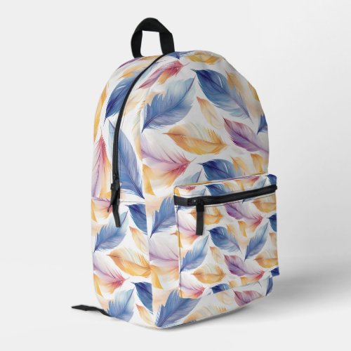 Colorful Watercolor Feathers Printed Backpack