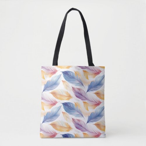 Colorful Watercolor Feathers Tote Bag