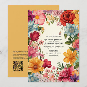 Colorful Watercolor Fiesta Wedding with QR Code Invitation