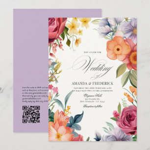 Colorful Watercolor Fiesta Wedding with QR Code Invitation
