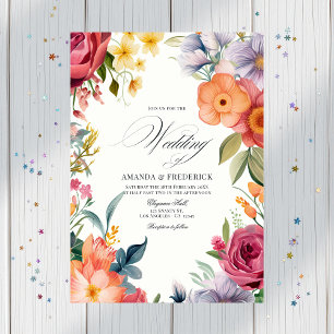 Colorful Watercolor Fiesta Wedding with QR Code Invitation