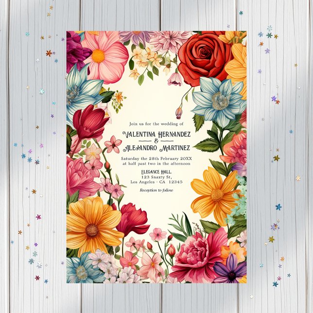 Colorful Watercolor Fiesta Wedding with QR Code Invitation (Colorful Watercolor Fiesta Wedding with QR Code Invitation)